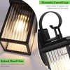 image:imageBesLowe 2Pack Outdoor Wall Light Fixture with Water Ripple Glass Black  Waterproof Antirust amp CorrosionBlack with Fluted Glass