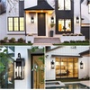 image:imageBesLowe 2Pack Outdoor Wall Light Fixture with Water Ripple Glass Black  Waterproof Antirust amp CorrosionMatte Black