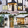 image:imageBesLowe 2Pack Outdoor Wall Light Fixture with Water Ripple Glass Black  Waterproof Antirust amp CorrosionMatte Black