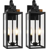 image:imageBesLowe 2Pack Outdoor Wall Light Fixture with Water Ripple Glass Black  Waterproof Antirust amp CorrosionMatte Black