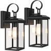 image:imageBesLowe 2Pack Outdoor Wall Light Fixture with Water Ripple Glass Black  Waterproof Antirust amp CorrosionMatte Black