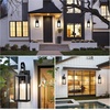 image:imageBesLowe 2Pack Outdoor Wall Light Fixture with Water Ripple Glass Black  Waterproof Antirust amp CorrosionMatte Black