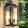 image:imageBesLowe 2Pack Outdoor Wall Light Fixture with Water Ripple Glass Black  Waterproof Antirust amp CorrosionMatte Black