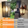 image:imageBesLowe Outdoor Wall Light Fixtures Exterior Waterproof Porch Wall Lanterns Matte Black Wall Sconces with Clear Glass Shade Modern Outside Lights for House Front Door Patio Garage 2PackBlack with Ripple Glass