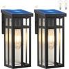 image:imageBesLowe Solar Outdoor Wall Lights 2Pack Black Solar Powered Wall Sconce Lanterns Waterproof Exterior Lighting Fixtures with Metal Frame Outside Lights for House Garage Porch LED Bulbs Included115 inch
