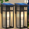 image:imageBesLowe Solar Outdoor Wall Lights 2Pack Black Solar Powered Wall Sconce Lanterns Waterproof Exterior Lighting Fixtures with Metal Frame Outside Lights for House Garage Porch LED Bulbs Included13 inch