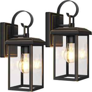 image:imageBesLowe 2Pack Outdoor Wall Light Fixture with Water Ripple Glass Black  Waterproof Antirust amp CorrosionBronze