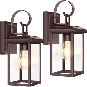 image:imageBesLowe 2Pack Outdoor Wall Light Fixture with Water Ripple Glass Black  Waterproof Antirust amp CorrosionBrown