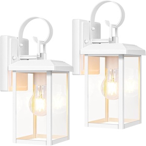 image:imageBesLowe 2Pack Outdoor Wall Light Fixture with Water Ripple Glass Black  Waterproof Antirust amp CorrosionWhite